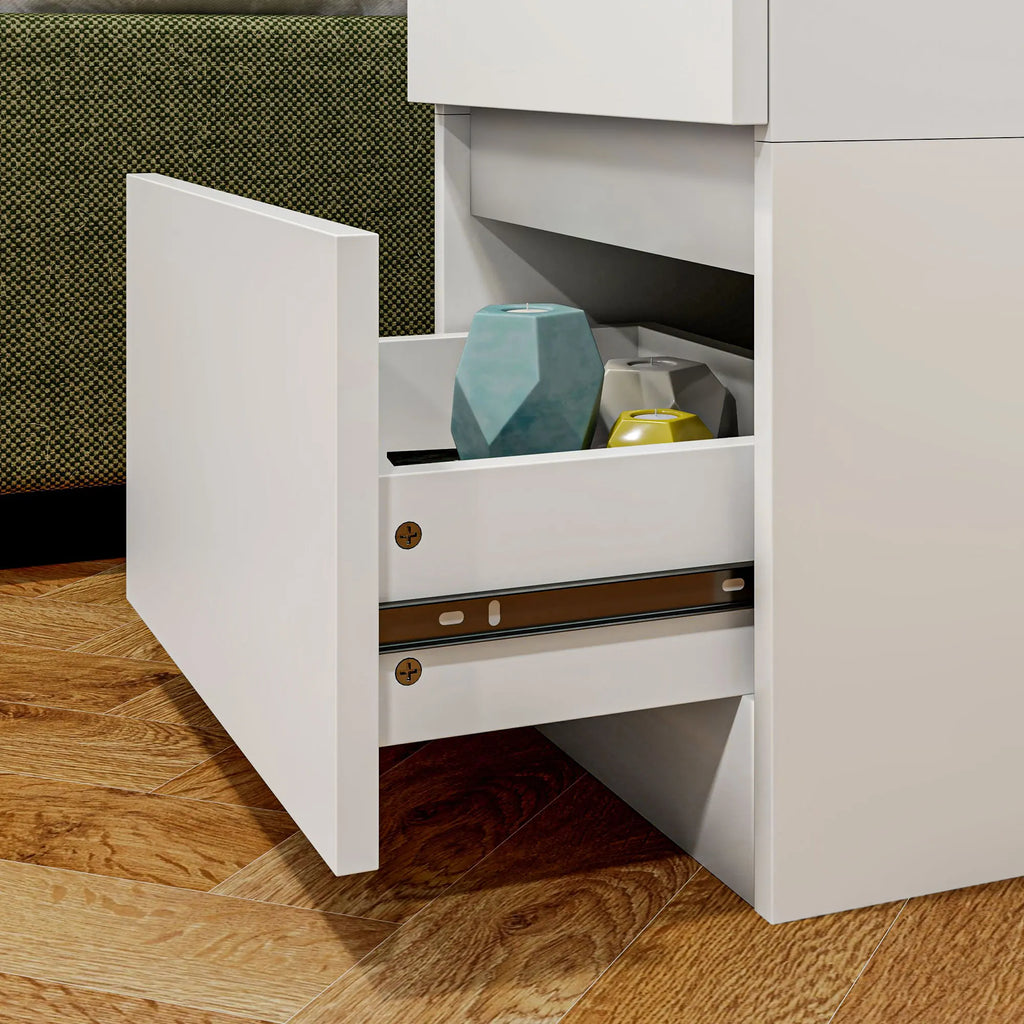 Table de chevet à 2 tiroirs blanche , 40x32x56cm -