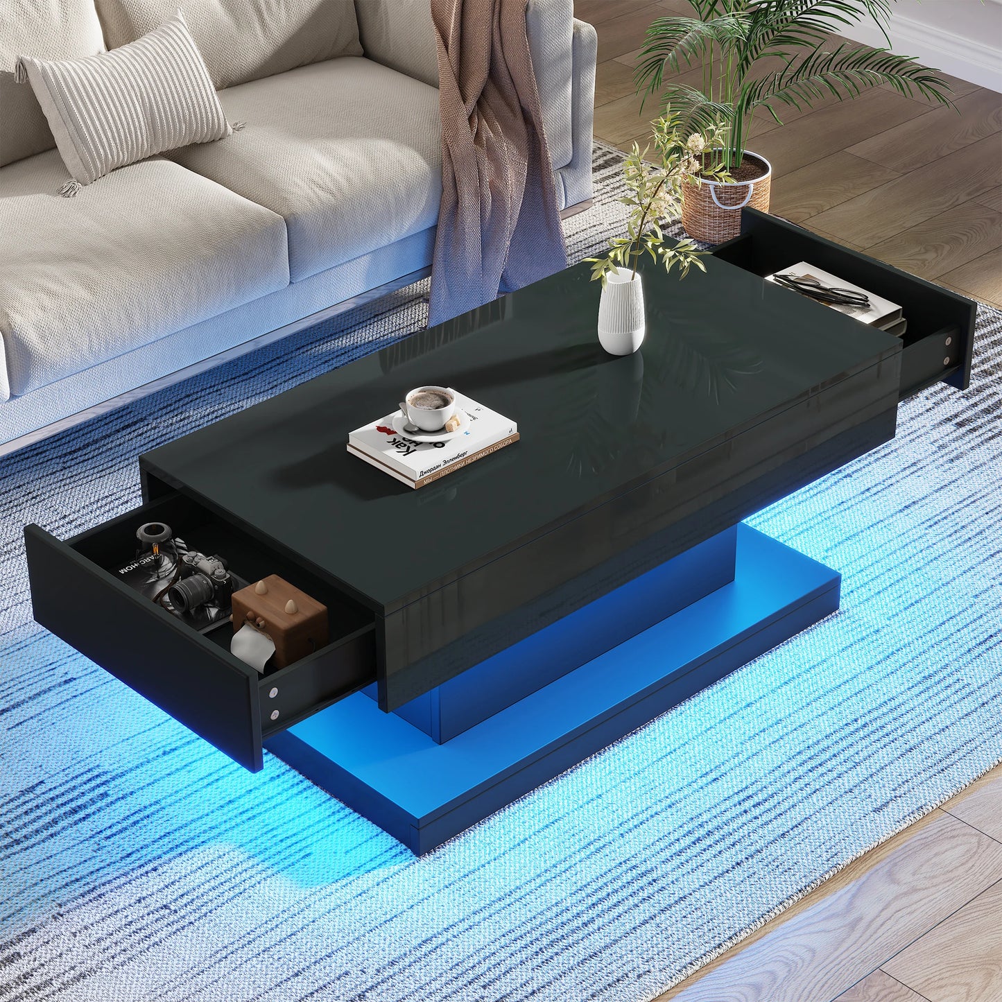 Table basse noire design moderne -