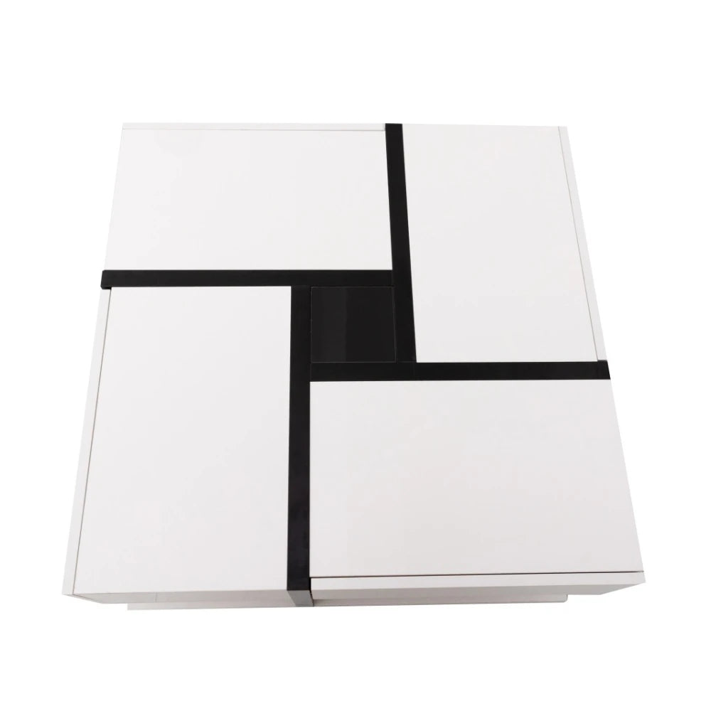 Table basse moderne géométrique blanche 78×78×36 cm -
