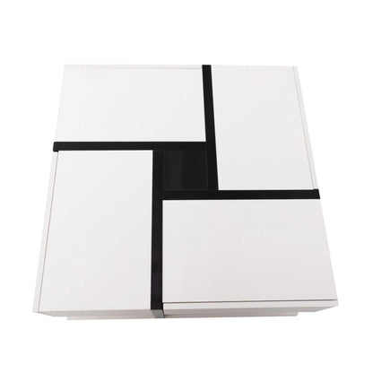Table basse moderne géométrique blanche 78×78×36 cm -