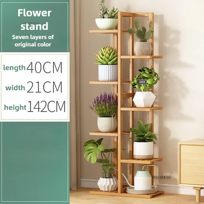 Étagère plante en bois massif pour balcon - AI