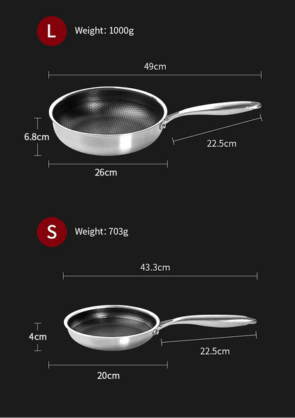 Poêle inox induction à fond alvéole 24/26CM -