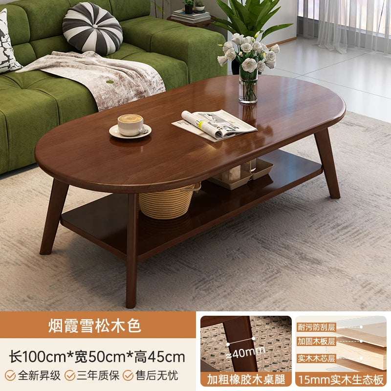 Table basse bois design à doubles plateaux - 100x50x45CM 3