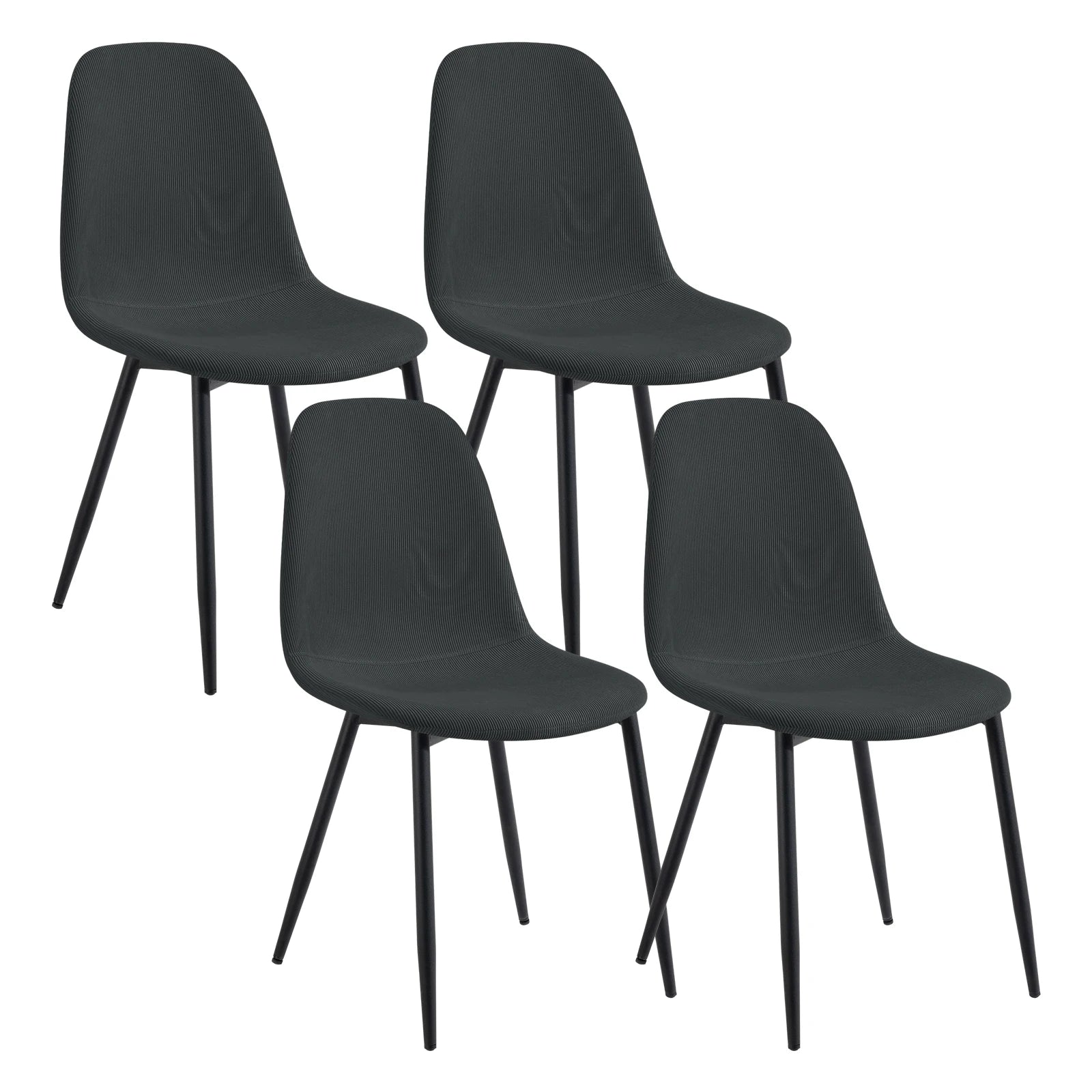 Chaise salle à manger noir en velours côtelé 4 ensembles - Dark gris Chaise salle à manger