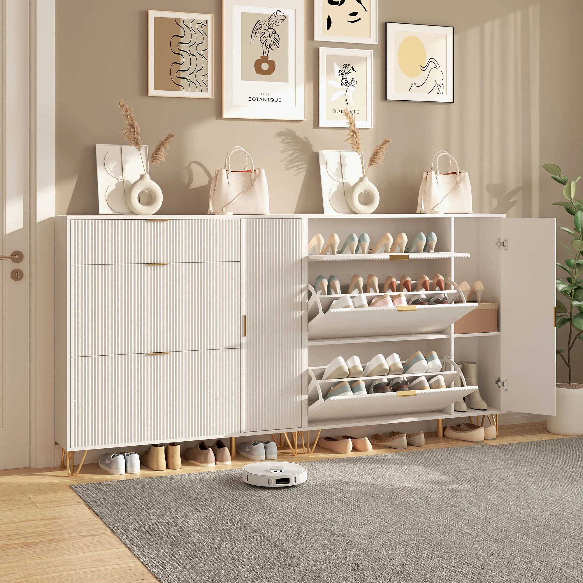 Meuble à chaussure moderne en bois blanc -