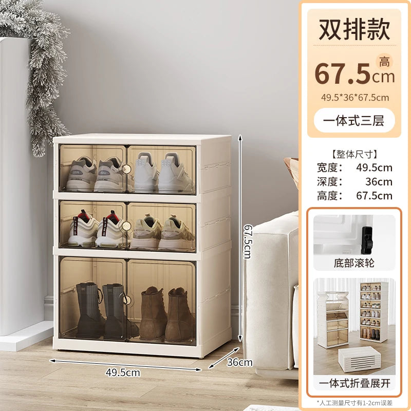 Meuble à chaussure chic cabinet multifonction - double 3 couches