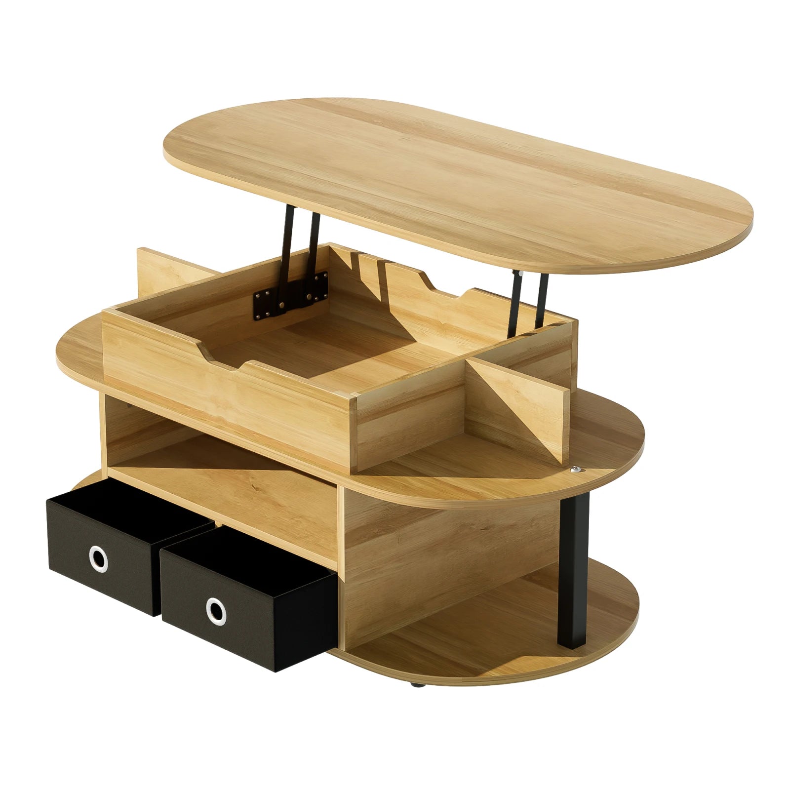 Table basse en bois transformable à plusieurs compartiments -