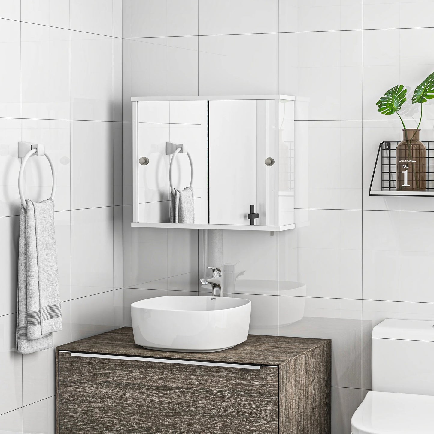 Meuble WC blanc brillant 55 x 15 x 45 cm -