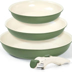 Poêle céramique manche amovible 3 pièces - Vert 3pcs