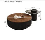 Table basse bois marron ronde de luxe - 80cm 50cm 1