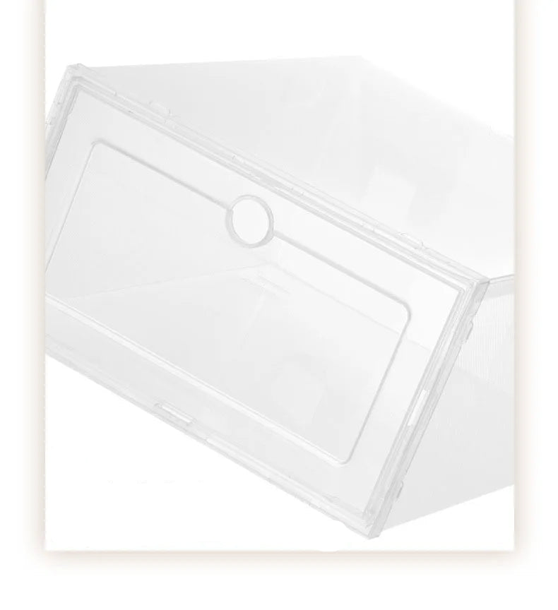 Meuble à chaussure de style boite en plastique transparente -