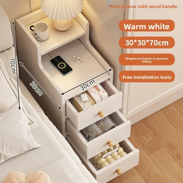 Table de chevet étroite avec tiroirs 1Pc - 30A