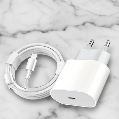 Chargeur IPhone 35W USB Type C - Charge Rapide - Blanc - Adapteur + Cable