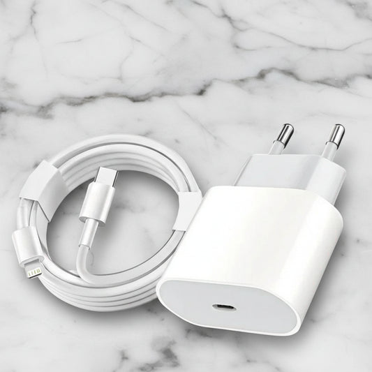 Chargeur IPhone 35W USB Type C - Charge Rapide - Blanc - Adapteur + Cable