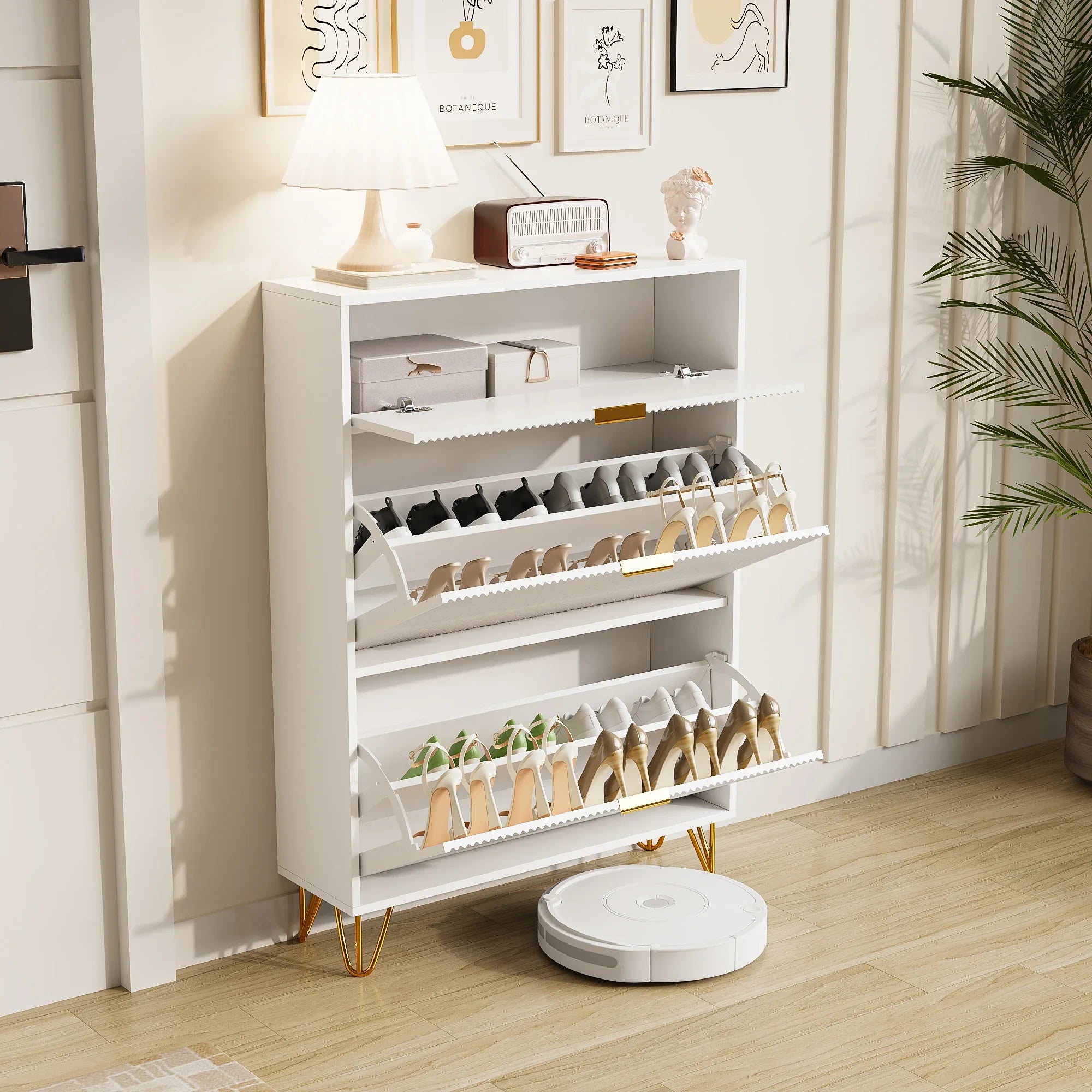 Meuble à chaussure moderne en bois blanc - Meuble à chaussure Style B