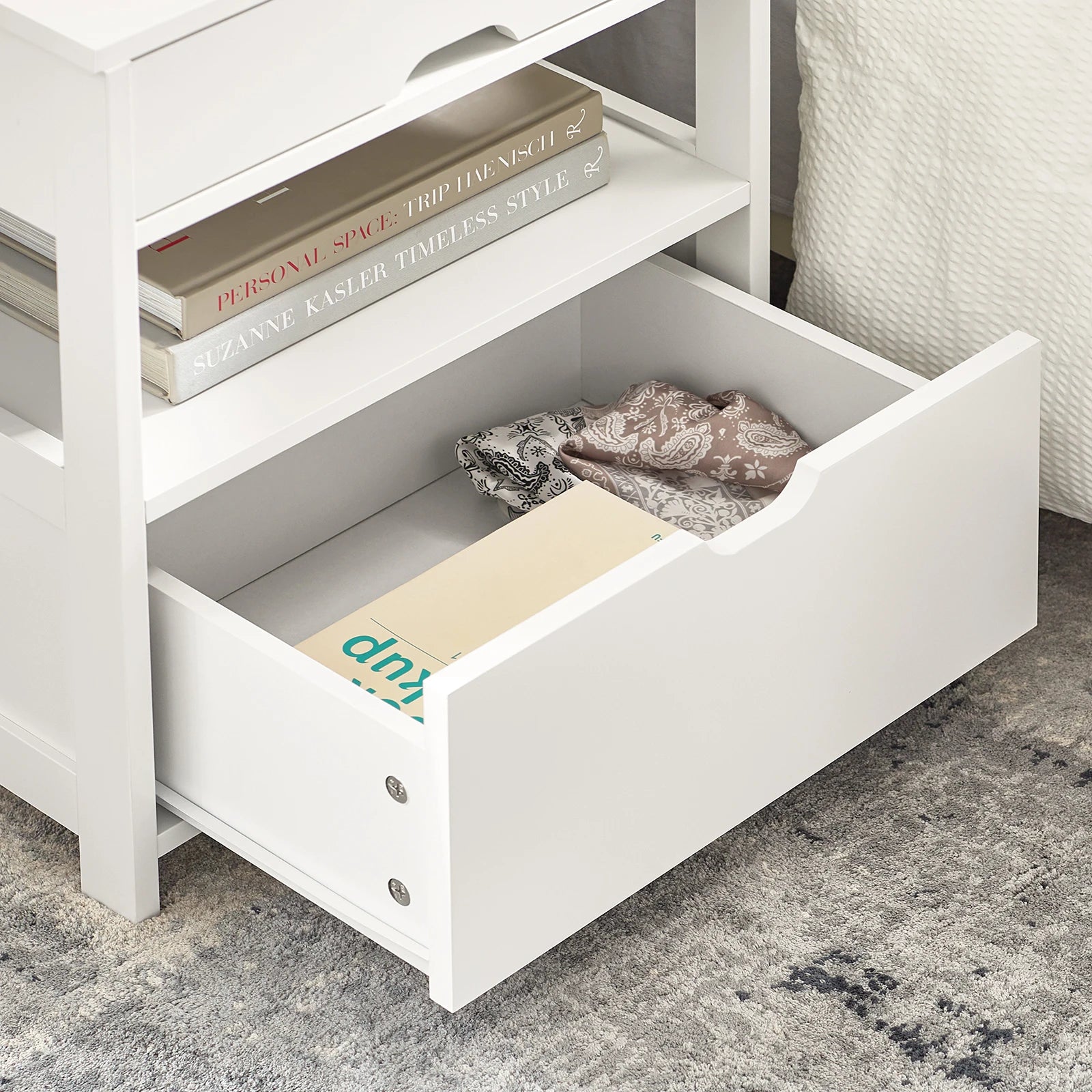 Table de chevet blanche de 45x55x38cm - ARENA -