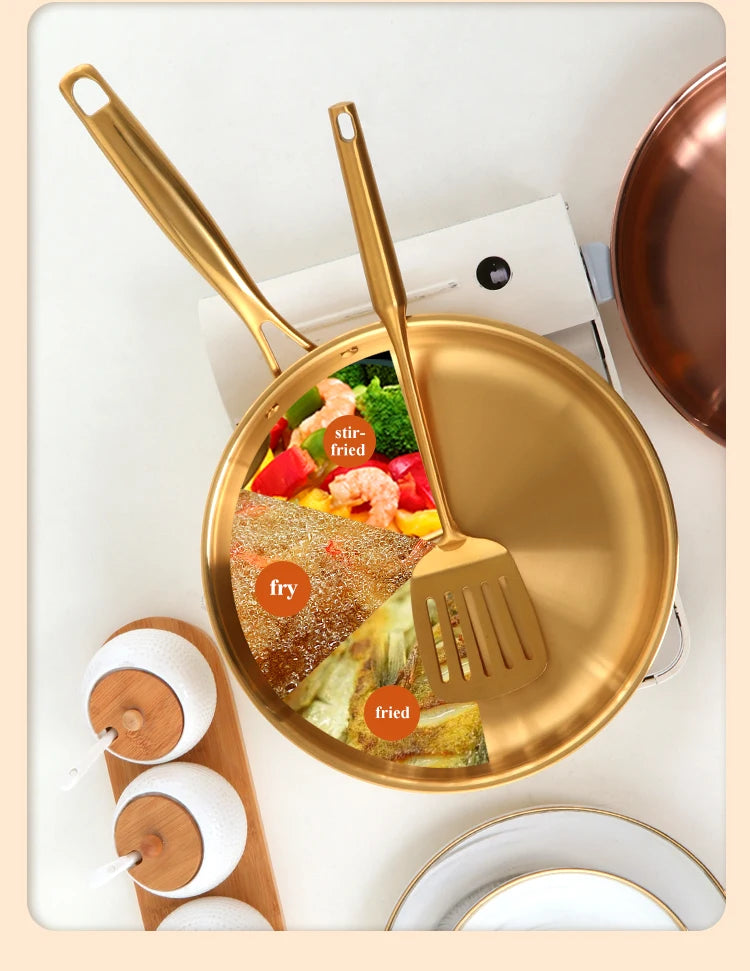 Poêle inox haut de gamme doré -