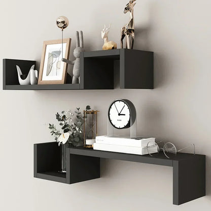étagère murale en bois flottante de haute qualité 1 /2PCS - 2pcs Noir