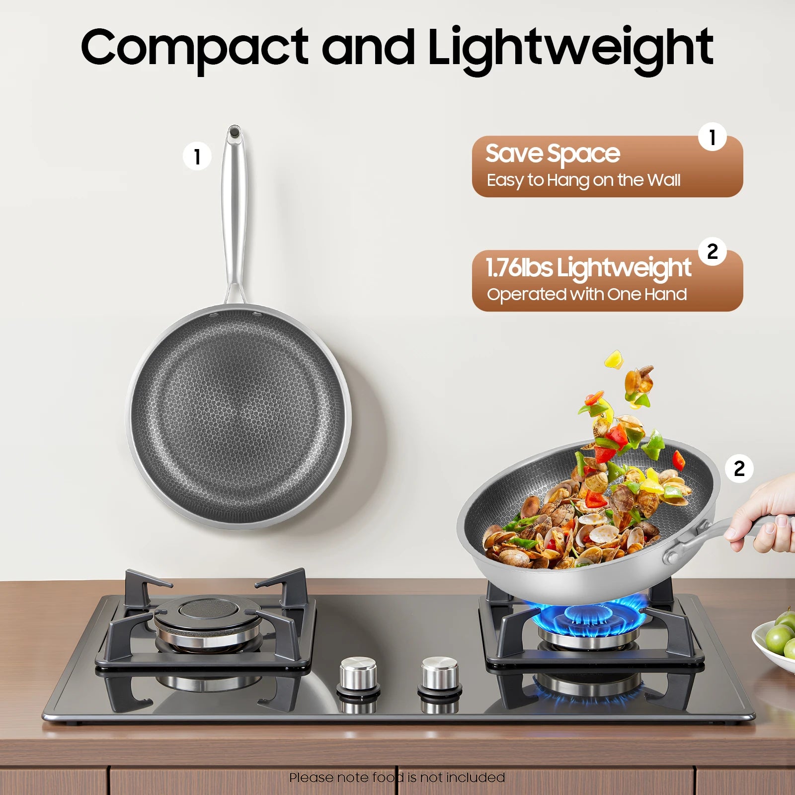 Poêle inox induction en rayure en nid d'abeille 28/32cm -