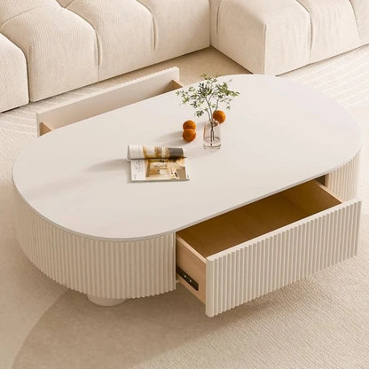 Table basse bois moderne apparence ovale -