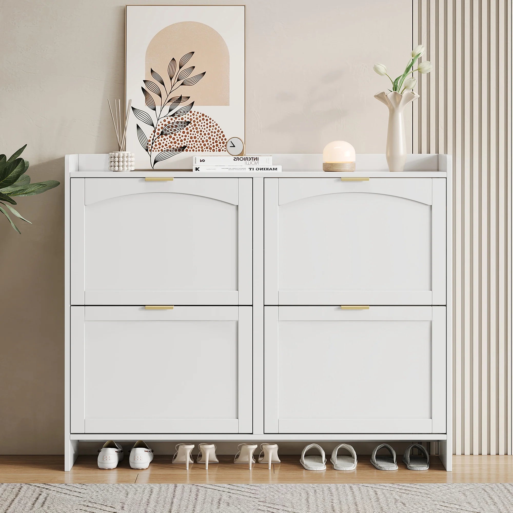 Meuble chaussure à 4 compartiments autoportants -