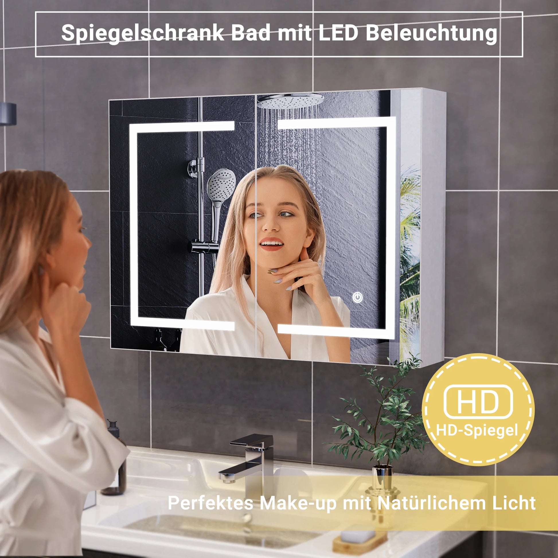 Meuble salle de bain miroir et interrupteur tactile moderne -
