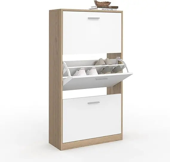 Meuble à chaussure tiroir blanc tendance et moderne - Blanc 113cm x 24cm x 60cm