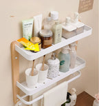 Étagère salle de bain de luxe en bois noyer -