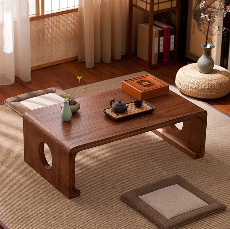 Table basse bois marron foncé antique japonais -