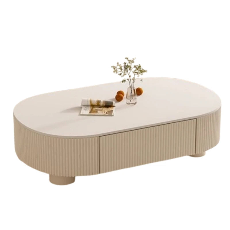 Table basse bois moderne apparence ovale -