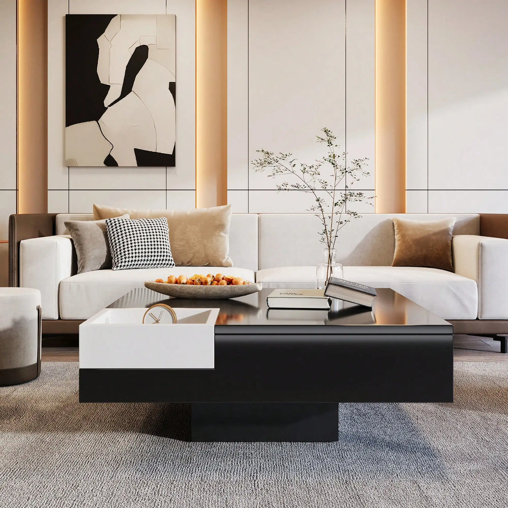 Grande table basse carrée noir -