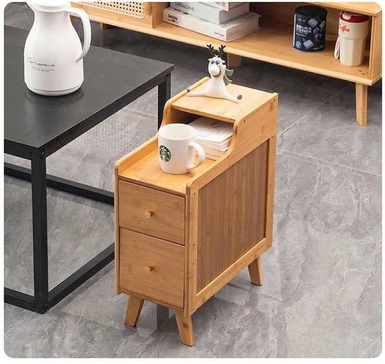 Table de chevet avec tiroir et en bois de bambou -