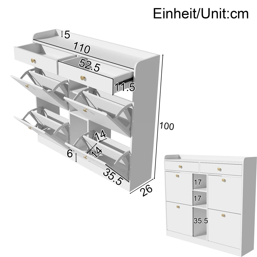 Meuble à chaussure blanc avec 4 portes pliantes -