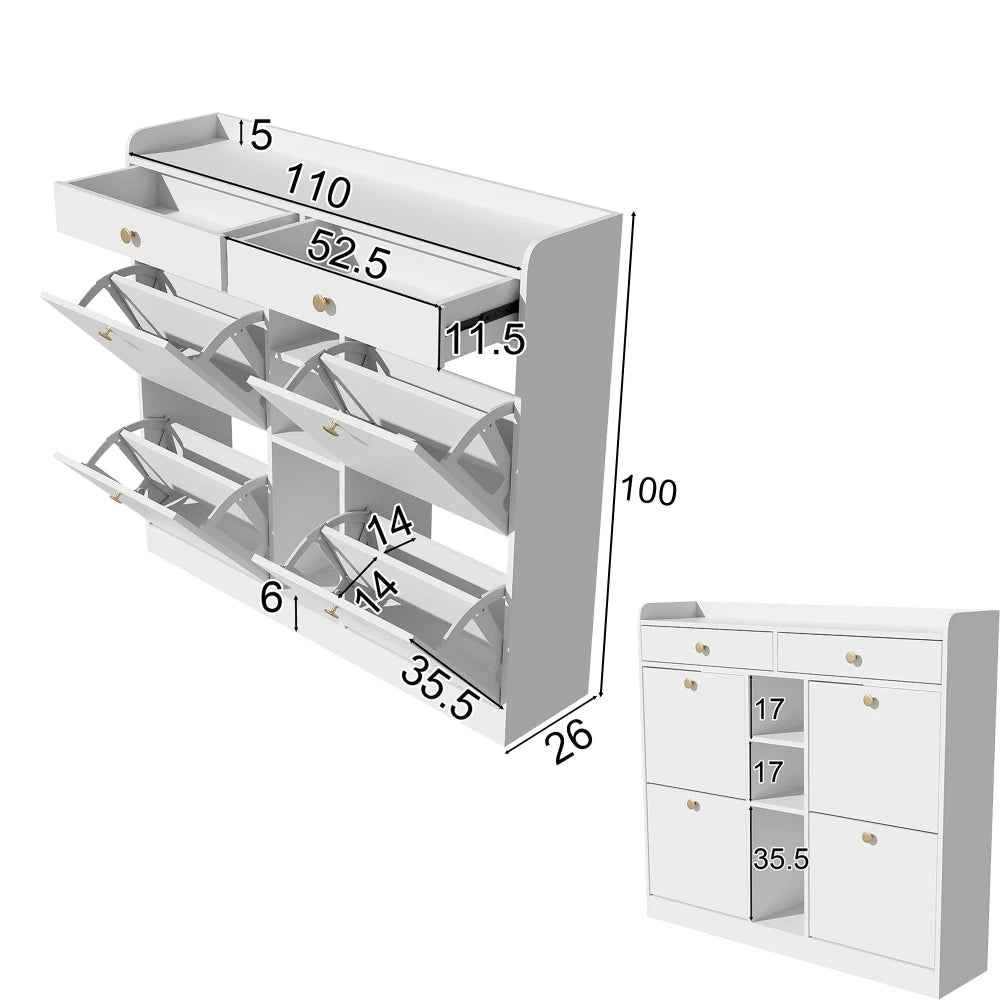 Meuble à chaussure blanc avec 4 portes pliantes -