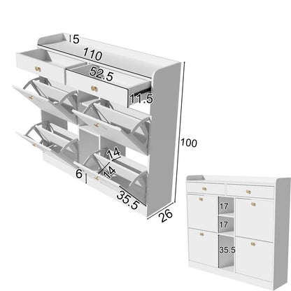 Meuble à chaussure blanc avec 4 portes pliantes -