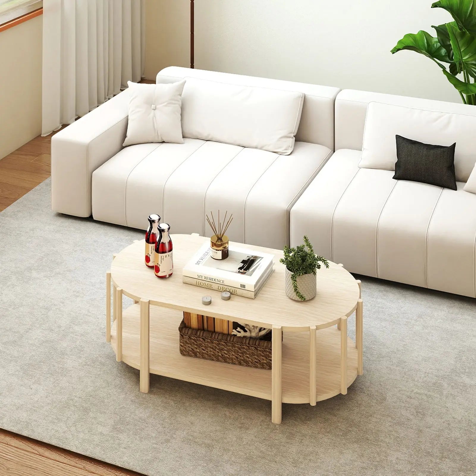 Table basse bois double plateau -