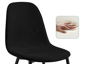 Chaise salle à manger noir en velours côtelé 4 ensembles -