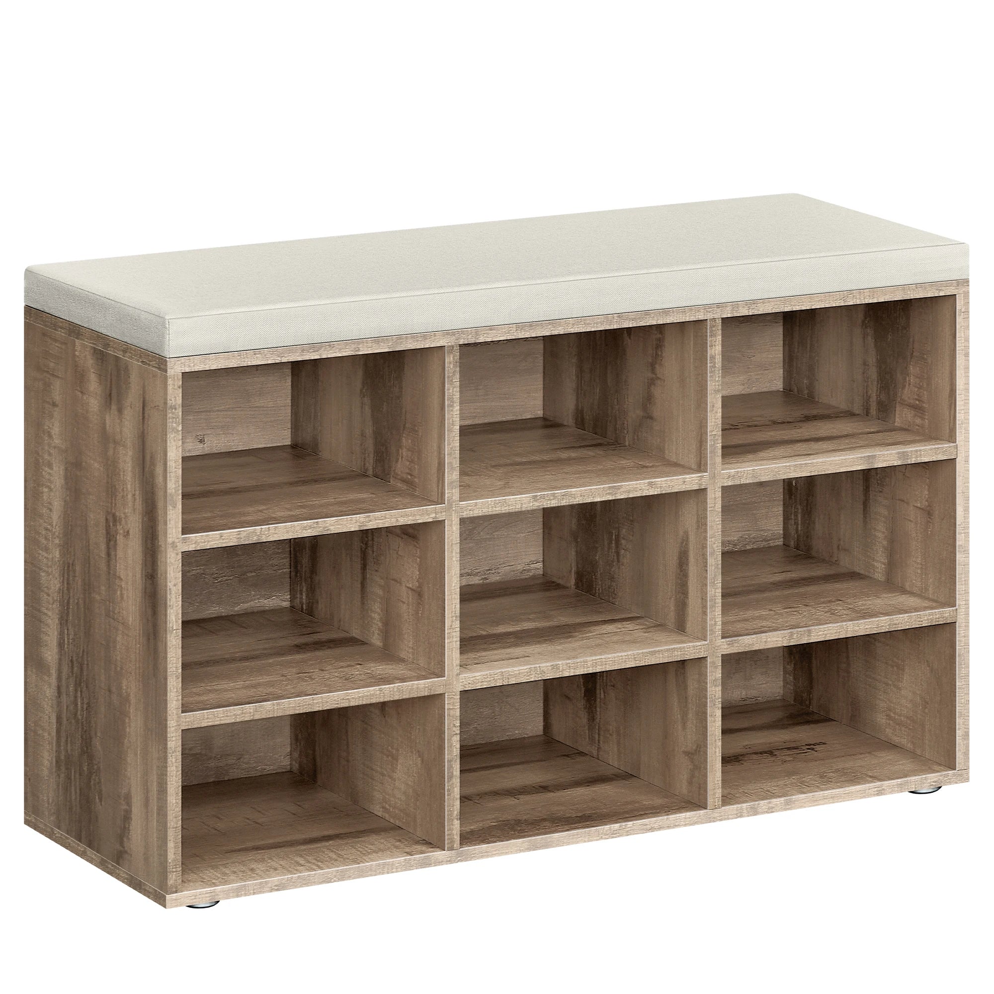 Grand meuble à chaussure et banc 9 Compartiments - Marron Camel 78,6cm x 30,3cm x 48cm