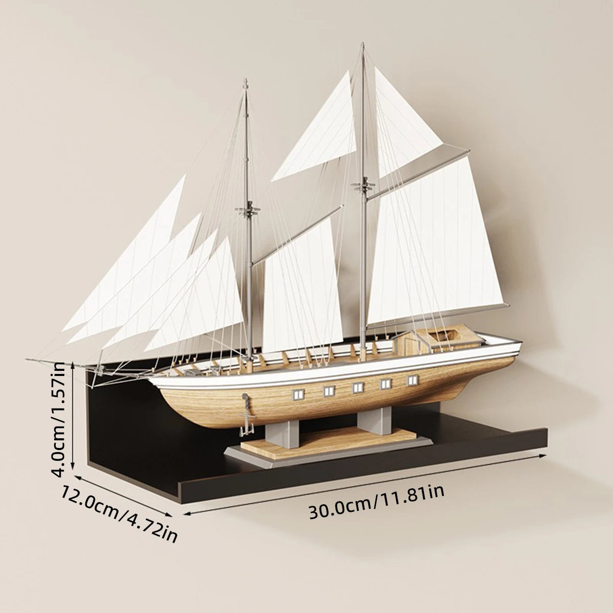 étagère murale en acier d'aluminium - Noir 30cm