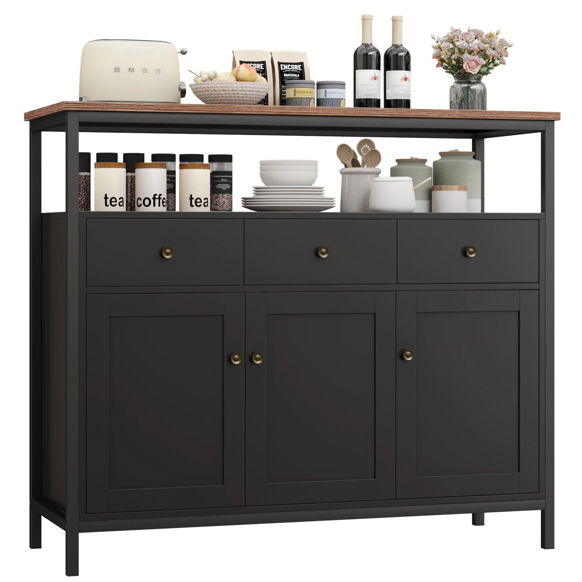 Meuble de rangement pour salle à manger 108x38x98.5 cm - Noir Meuble de rangement