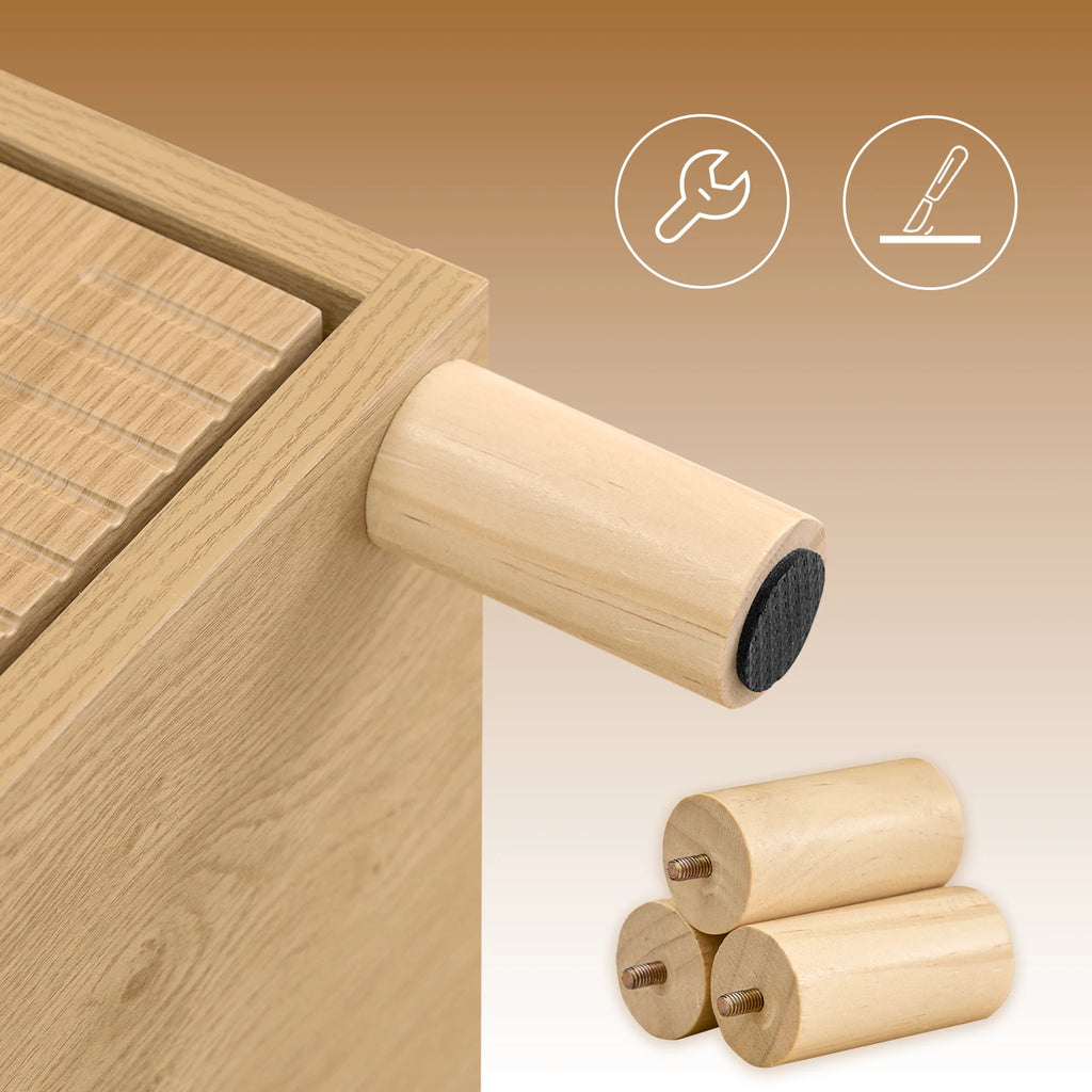 Table de chevet marron de type moderne avec tiroirs - 40x42x47 -