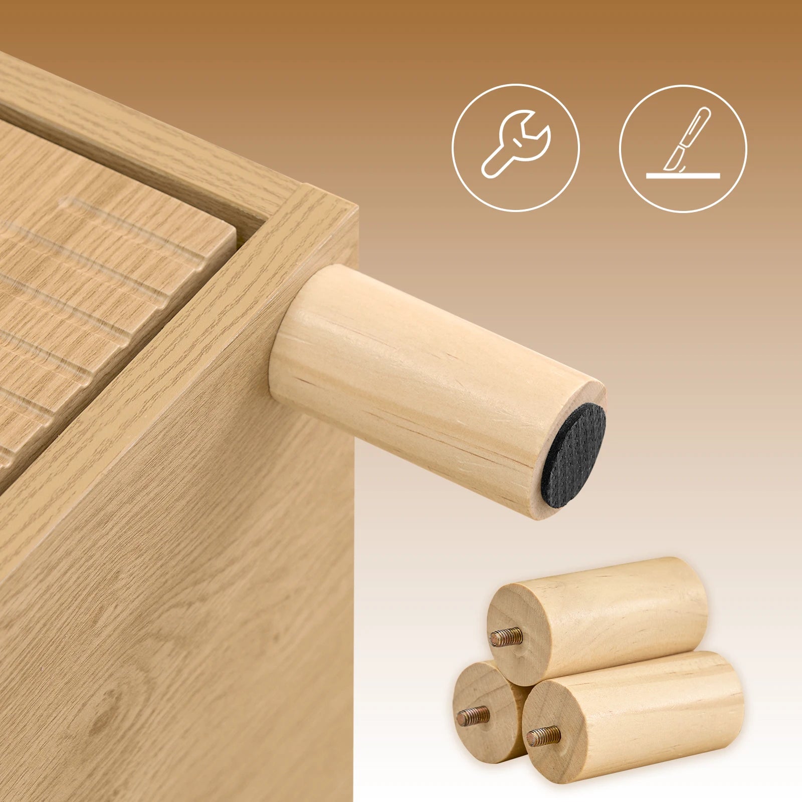 Table de chevet marron de type moderne avec tiroirs - 40x42x47 -