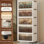 Meuble à chaussure transparent multifonction de type cabine - 5 couches noires