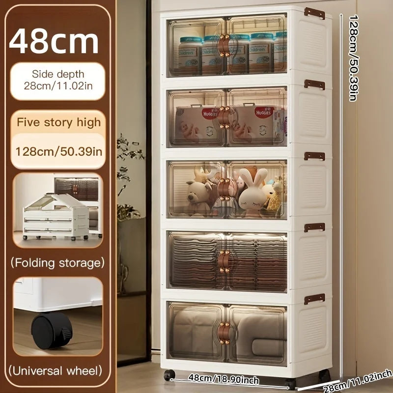 Meuble à chaussure transparent multifonction de type cabine - 5 couches noires