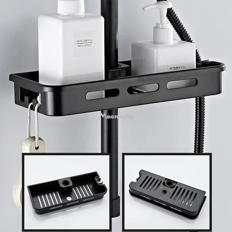 Étagère salle de bain douche sur poteaux -