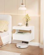 Table de nuit flottante blanche pour chambre - 1 pièce -