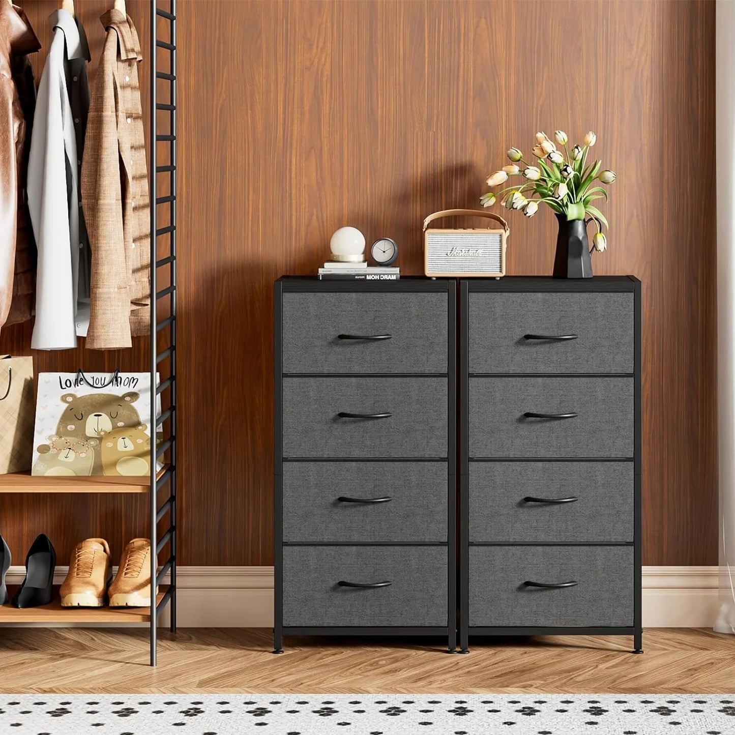 Table de nuit commode verticale à 4 tiroirs -