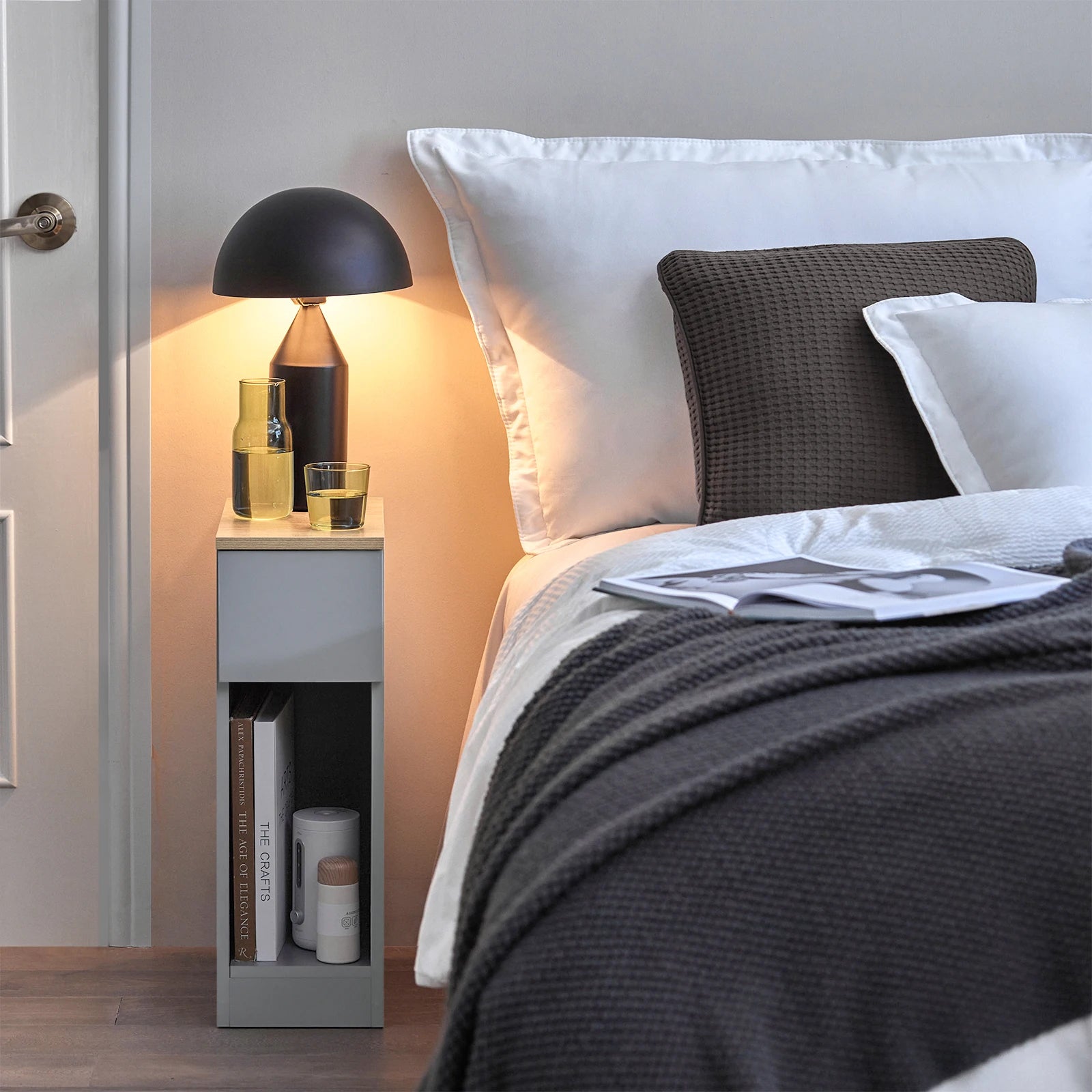 Table de chevet lot de 2 pas cher étroite moderne -