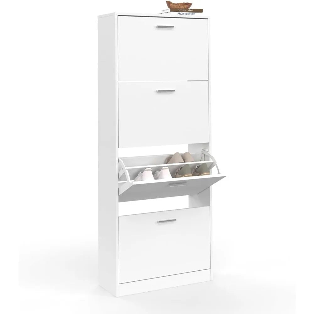 Étagère chaussures haute de luxe blanche pour chambre ou entrée -