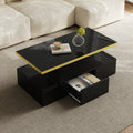 Table basse rectangulaire moderne et brillante avec éclairage LED - Table basse Noir